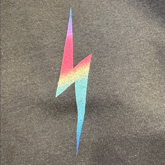 Aviator Nation Dark Grey Hoodie with Colorful Lightning Bolt - Picture 4 of 5